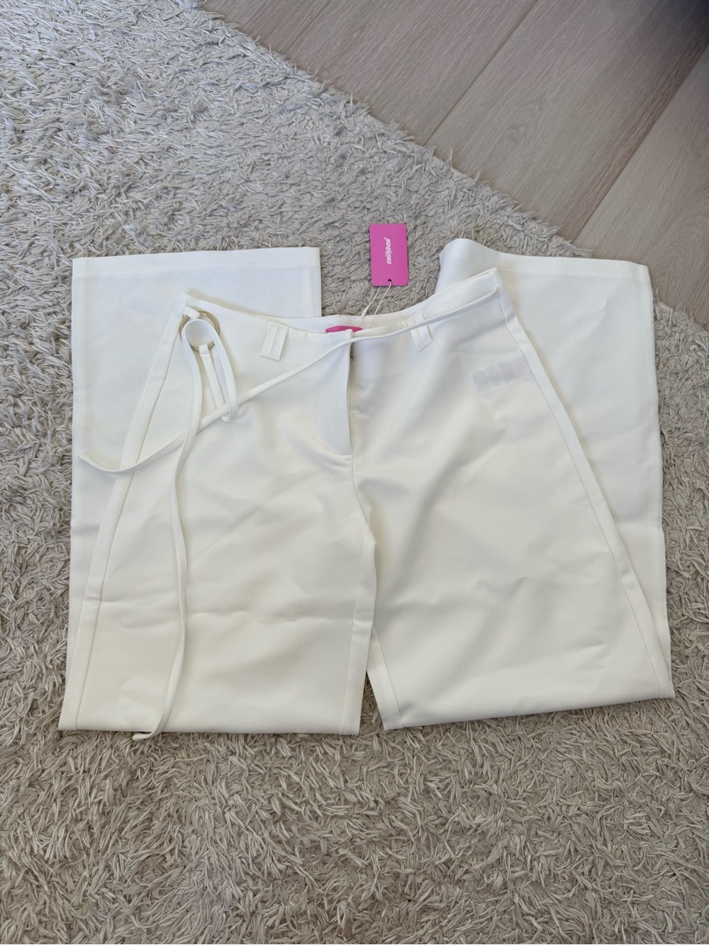 Edikted Cream Wide Leg Tie-Waist Pants - Picture 6 of 8